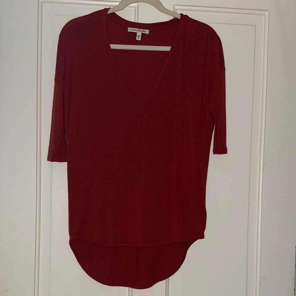 Express Burnt Orange V-Neck Blouse, Size XSmall